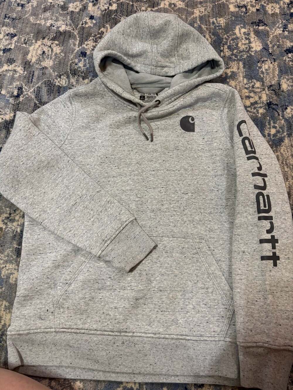 Girls Carhartt Relaxed Fit Hooded Sweatshirt Heather Gray Size L (12-14)